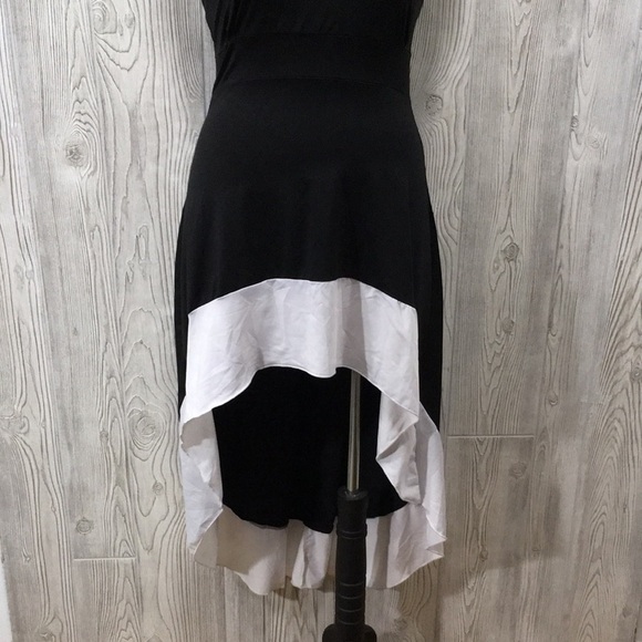 ALLEGRA K Black & White Sleeveless Fishtail Dress Size Medium - Picture 2 of 11